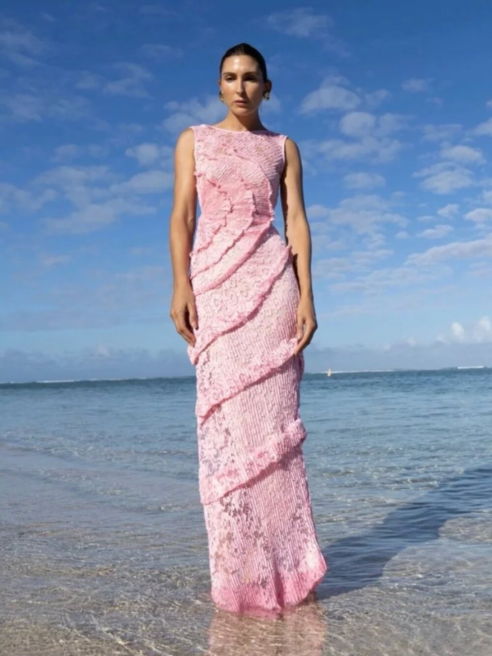 Spiral Dress Floor Length - UK6 / Pink